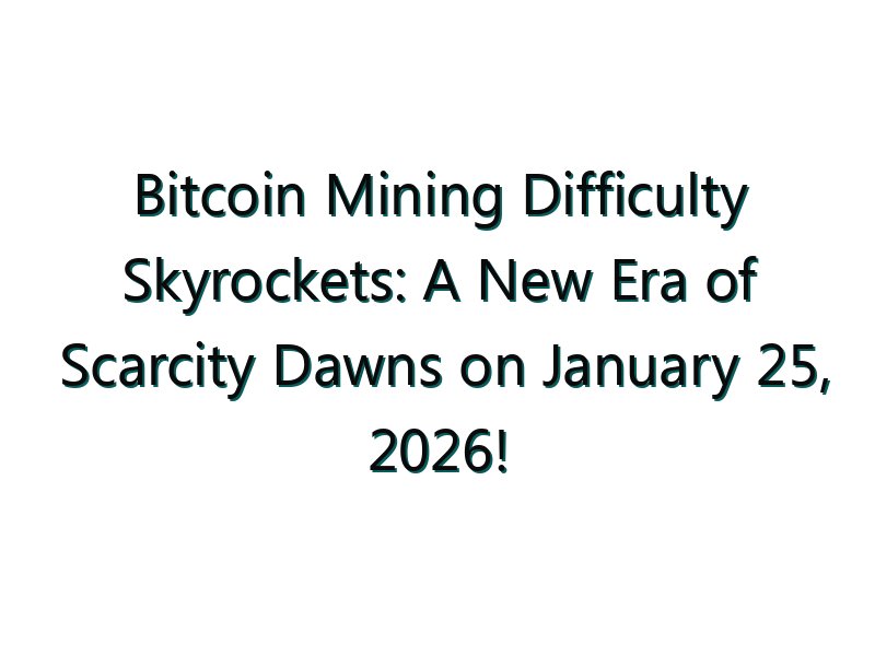 Bitcoin Mining Difficulty Skyrockets: A New Era of Scarcity Dawns on January 25, 2026!