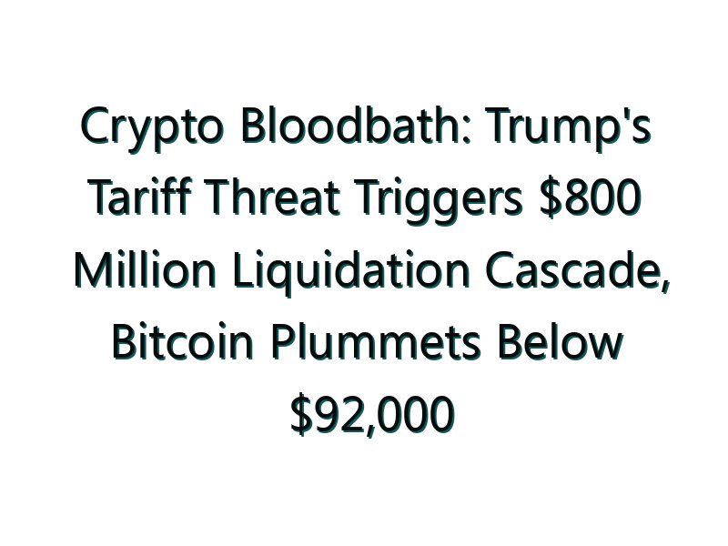 Crypto Bloodbath: Trump’s Tariff Threat Triggers 0 Million Liquidation Cascade, Bitcoin Plummets Below ,000