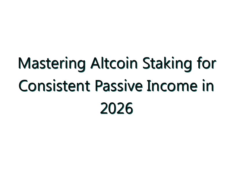 Mastering Altcoin Staking for Consistent Passive Income in 2026